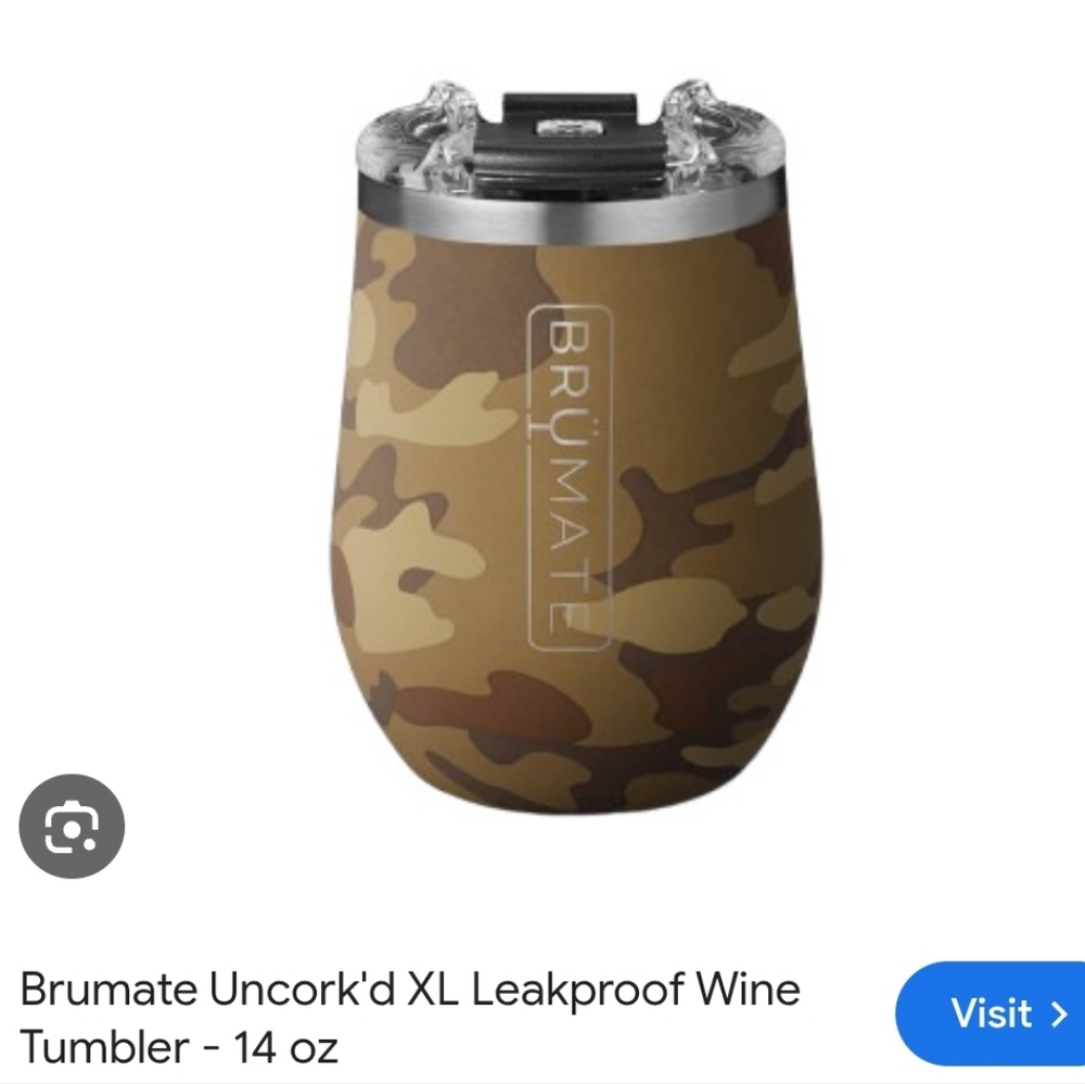 NEW Brumate Uncork'd Leakproof Wine Tumbler, 14oz Camo